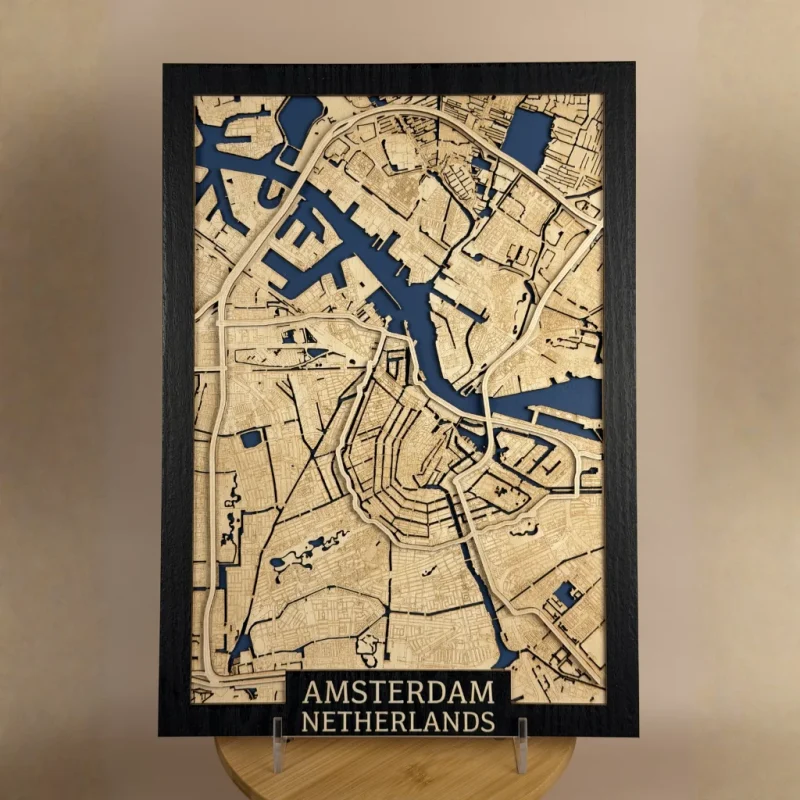 ams-a3-b Antwerp Wooden Map Wall Art – Personalised City Decor
