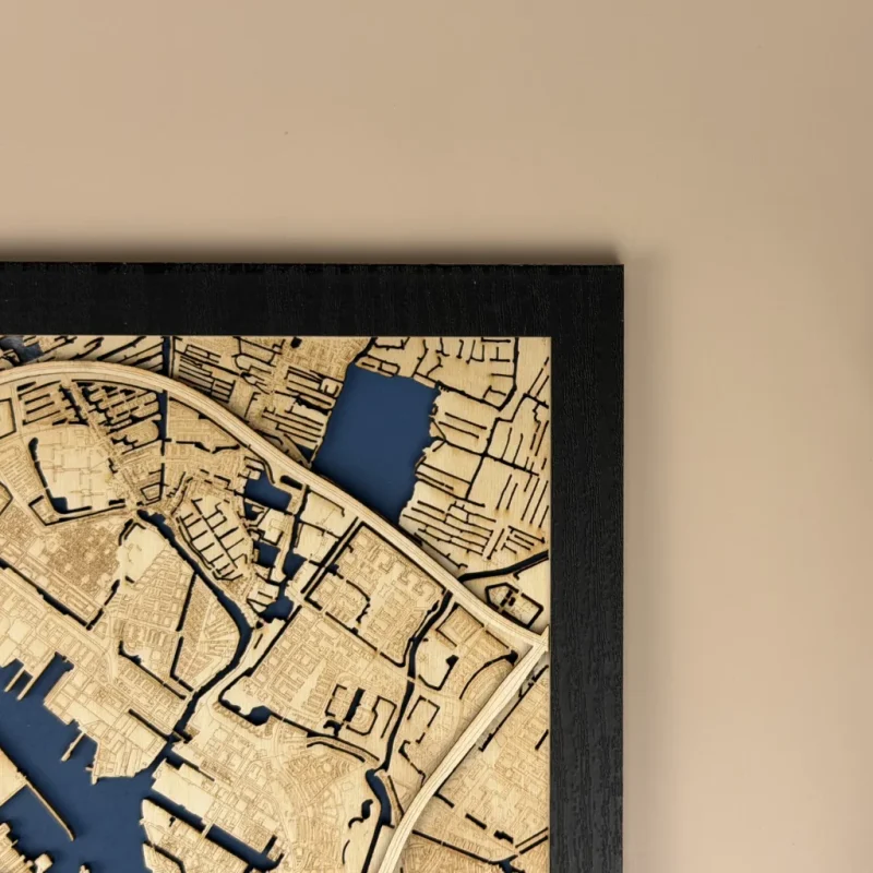 angle-closeup Antwerp Wooden Map Wall Art – Personalised City Decor