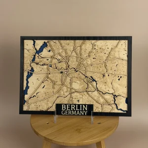 berlin-a4-b Warsaw Wooden Map Wall Art – Personalised City Decor