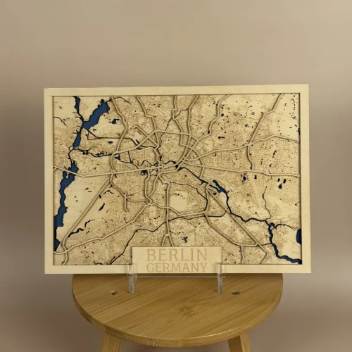 berlin-a4-w Berlin Wooden Map Wall Art – Personalised City Decor