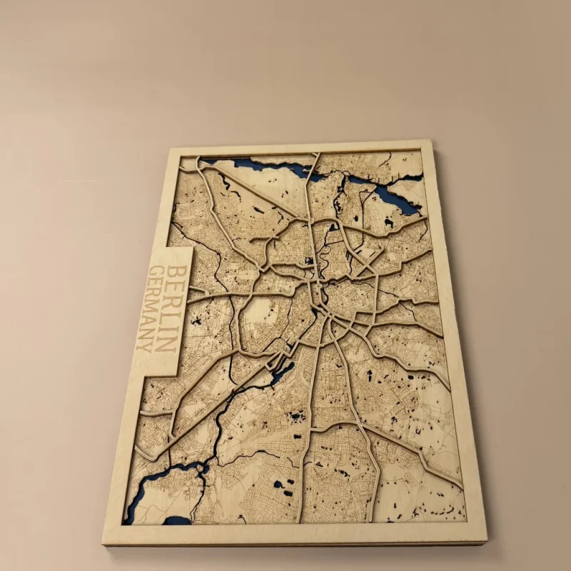 berlin-a4-w-ang Warsaw Wooden Map Wall Art – Personalised City Decor