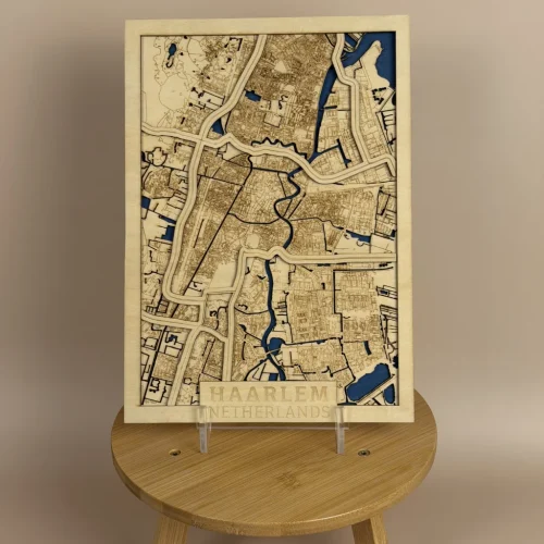 har-a4-w Haarlem Wooden Map Wall Art – Personalised City Decor