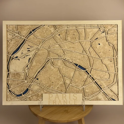 Paris Wooden Map Wall Art – Romantic City Decor