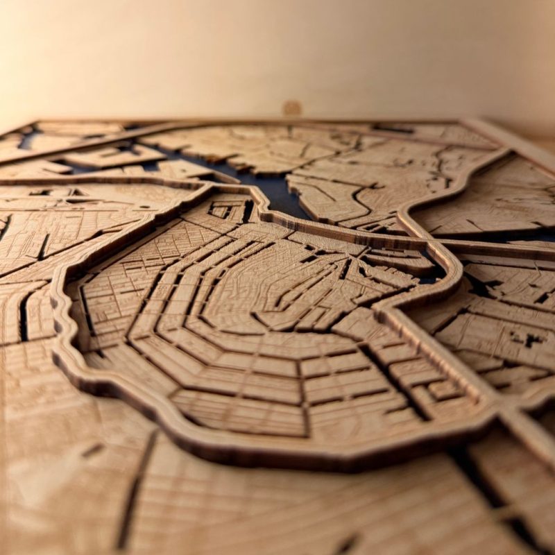 Antwerp Wooden Map – Handmade City Wall Art