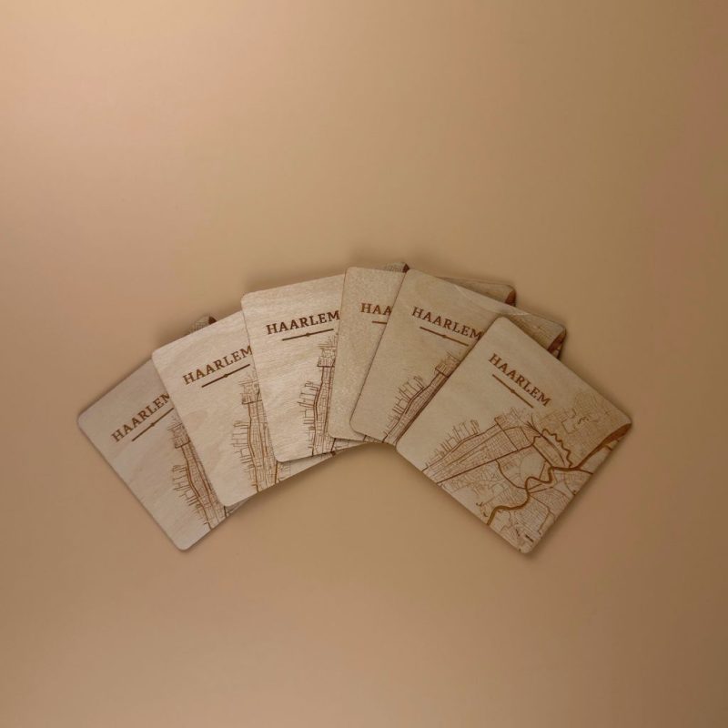 5 City Map Coaster Set – 6 Wooden Coasters, Choose Your City