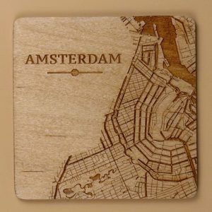 7 City Map Coaster Set – 6 Wooden Coasters, Choose Your City