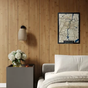 Houten kaart op maat – Handgemaakte wanddecoratie met stadsmotief